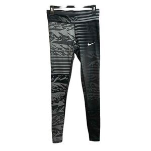Nike | Women’s Grey Black Print Training Workout Leggings Yoga Pants Spandex
